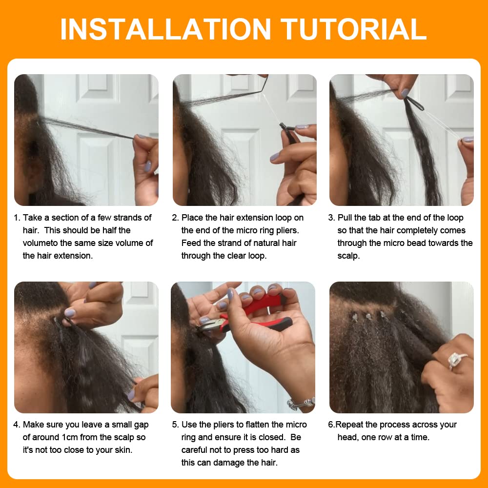 Niawigs Micro Loop Human Hair Extensions 24 Inches 100G - 100 Strands Kinky Straight Microlink Hair for Black Women | Natural Black Human Hair for Daily Styling & Protective Hairstyles