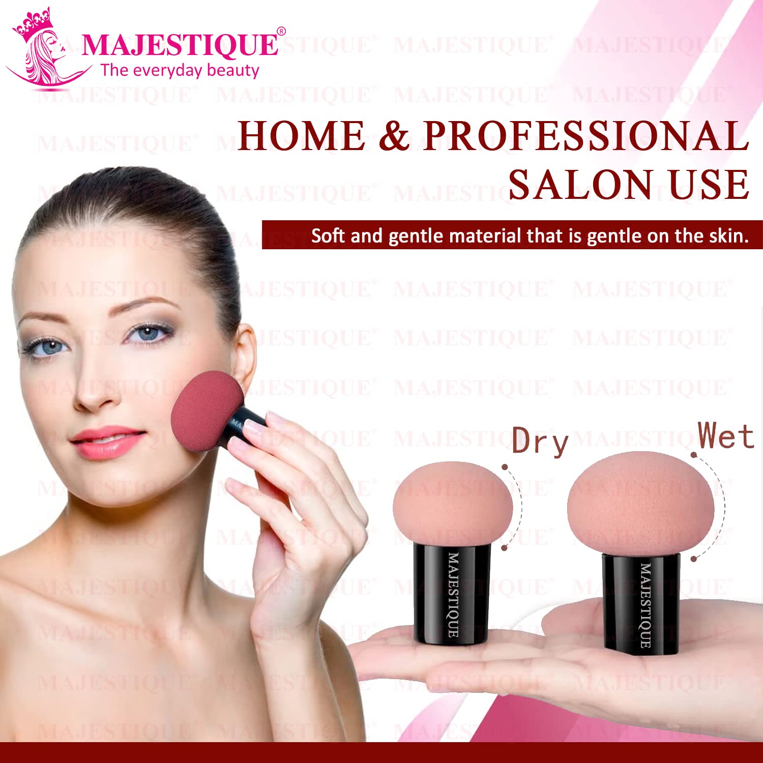Majestique Blender Beauty Foundation Sponge | Premium Mushroom Makeup Sponge with Handle & Travel Case | Dual-Use Cosmetic Sponge for Dry & Wet Application | Flawless Foundation & Concealer Blending | Perfect for Home Makeup & Professional Travel Kit (Color May Vary)