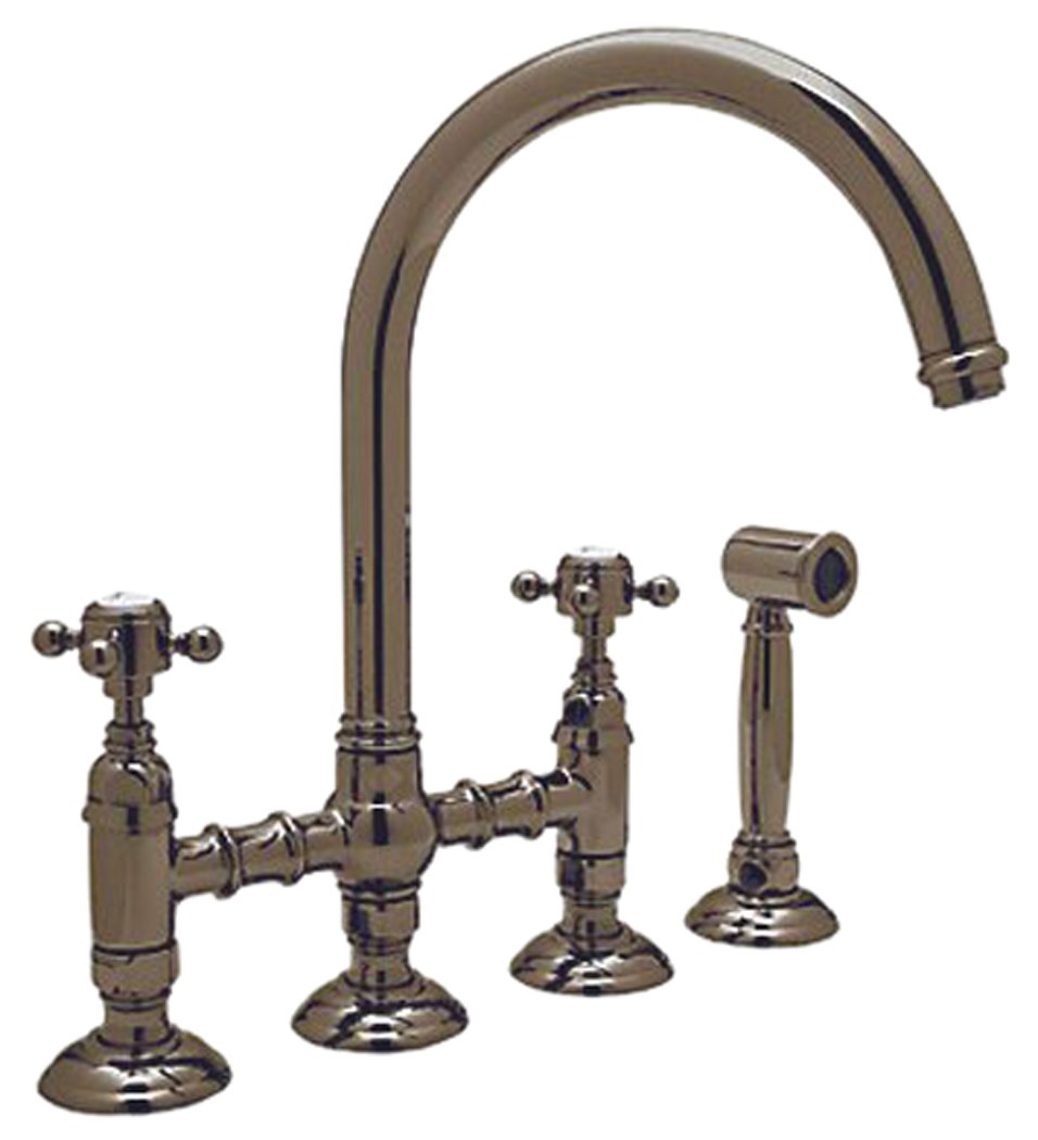 ROHL A1461XMWSTCB-2 Tuscan Brass Kitchen Faucet - High Arc Pull-Down Sprayer for Modern Farmhouse & Rustic Style Kitchens