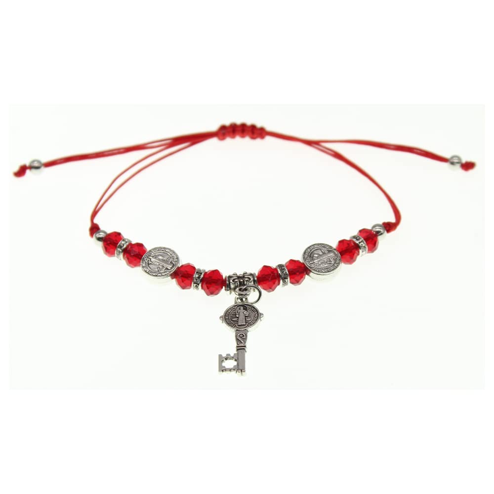 Saint Benedict Red Bracelet (SB-43) - Catholic Protection Charm for Men & Women - Religious Jewelry for Faith, Blessings & Spiritual Defense - Perfect for Daily Wear, Prayer & Gifts