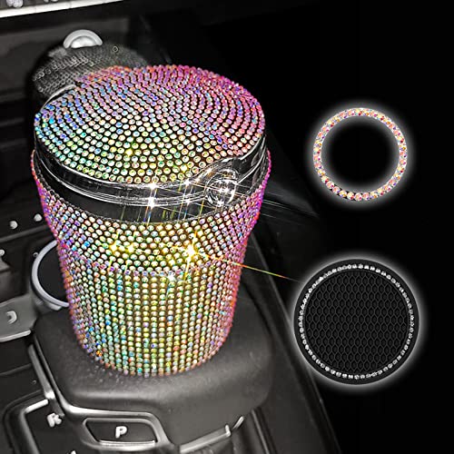 Stainless Steel Car Cigarette Ashtray with Lid & Blue LED Light - Smokeless Vehicle Cup Holder Ashtray for Cars, Trucks & RVs | Perfect for Road Trips, Commuting & Travel Accessories