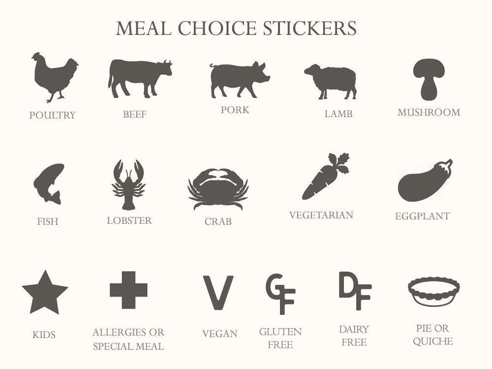 Wedding Meal Choice Stickers - 100 Count Elegant Place Card & Menu Stickers for Wedding Seating & Table Decor - Perfect for Reception, Banquet & Bridal Shower Events
