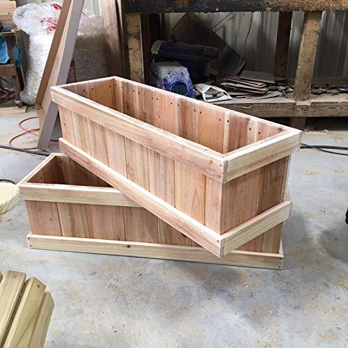 Premium Rectangle Cedar Planter Box - Natural Wood Outdoor Garden Container for Flowers, Herbs & Plants - Perfect for Patio, Deck, Balcony & Backyard Gardening