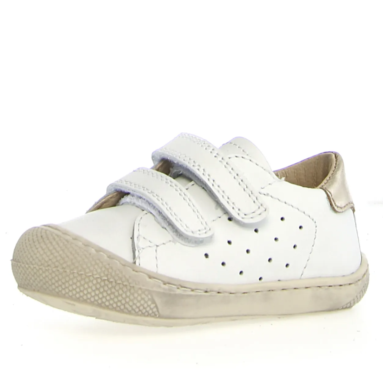 Naturino Kids Cocoon Low 3 VL Casual Sneakers - White/Platinum | Comfortable Boys & Girls Shoes for School, Play & Everyday Wear