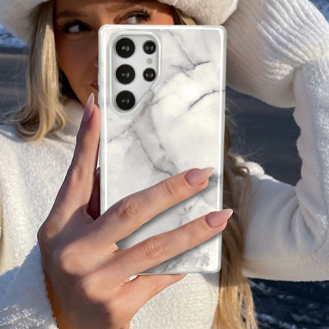 Premium Carrara Marble Samsung Phone Case - Elegant & Durable Protection for Galaxy S21/S22/S23 - Perfect for Business & Luxury Lifestyle