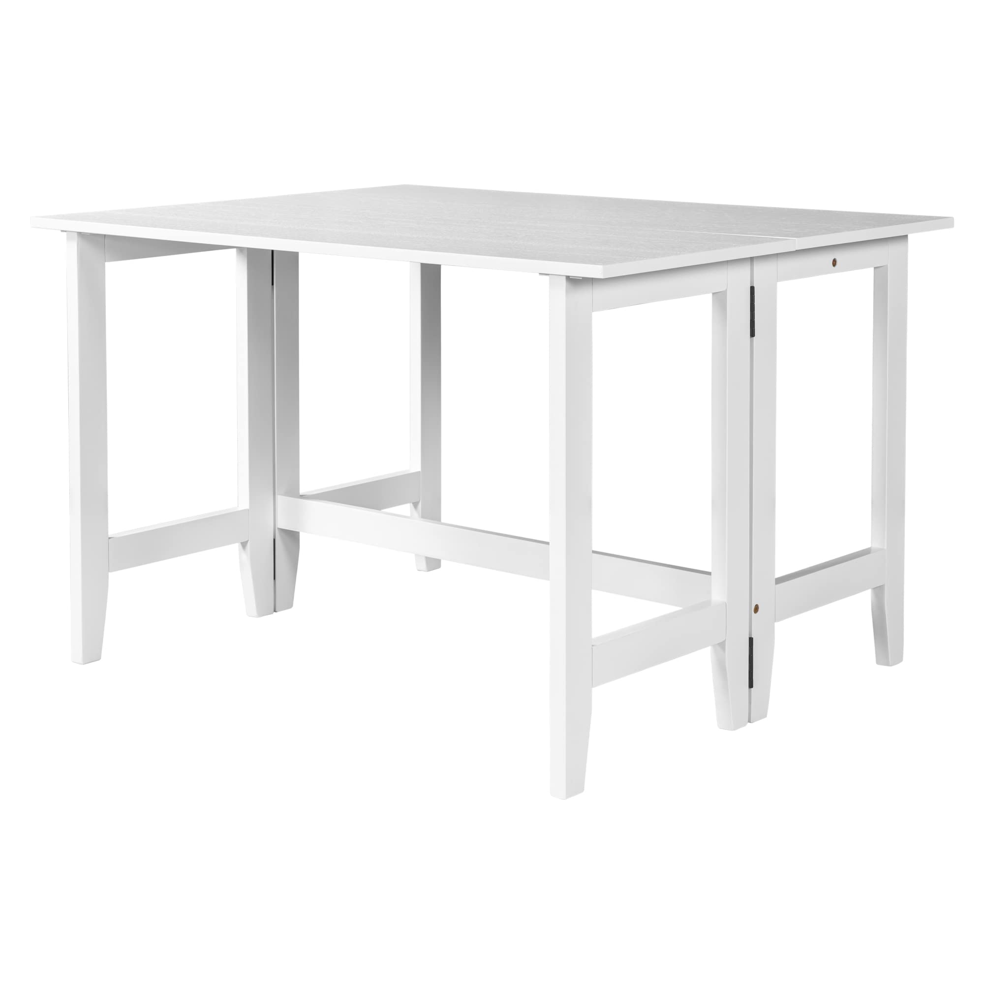Farmhouse Drop Leaf Folding Dining Table - Solid Wood Extendable Kitchen Table for Small Spaces (18