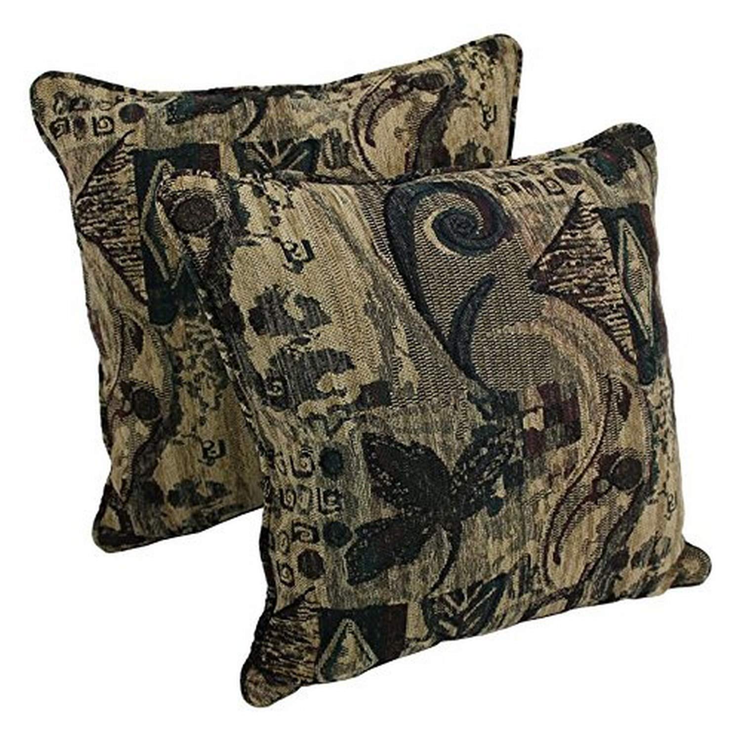 Blazing Needles Corded Jacquard Chenille Floor Pillows (Set of 2) - 25 Inch Oversized Bohemian Decorative Throw Pillows for Living Room, Bedroom, or Nursery - Soft & Cozy Home Decor Accent Pillows