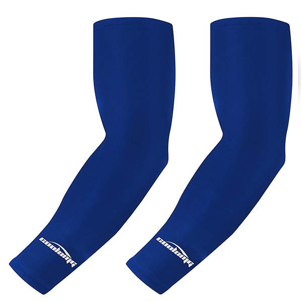 Non-Slip Arm Sleeves Navy Blue - Compression Support for Sports, Workout & Outdoor Activities - Perfect for Basketball, Tennis & Gym Training