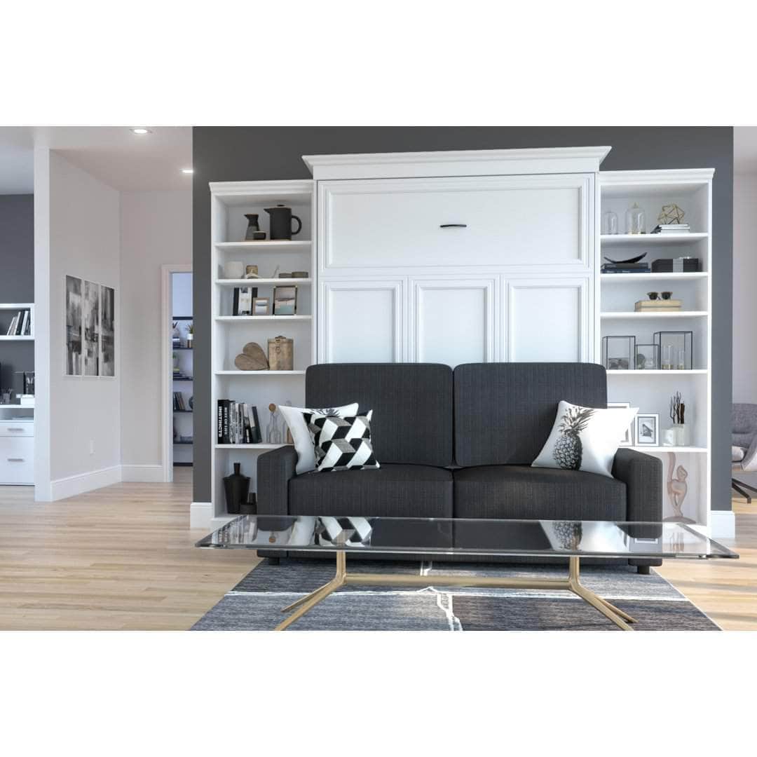 Space-Saving Queen Murphy Wall Bed with 2 Storage Units & Convertible Sofa (115