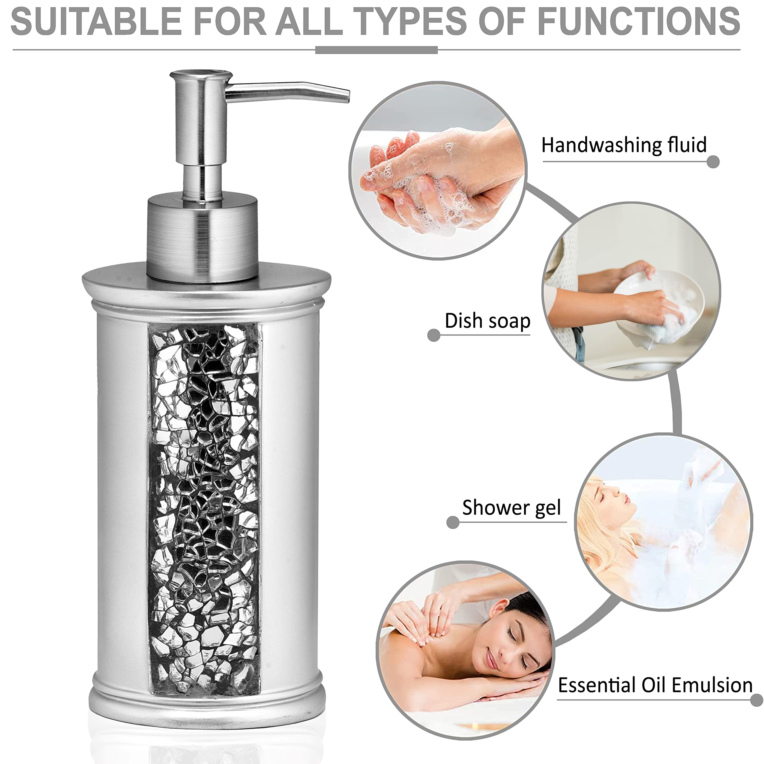 Premium Silver Bath & Body Lotion Pump Dispenser - Elegant Sinatra Style for Spa, Salon & Home Use