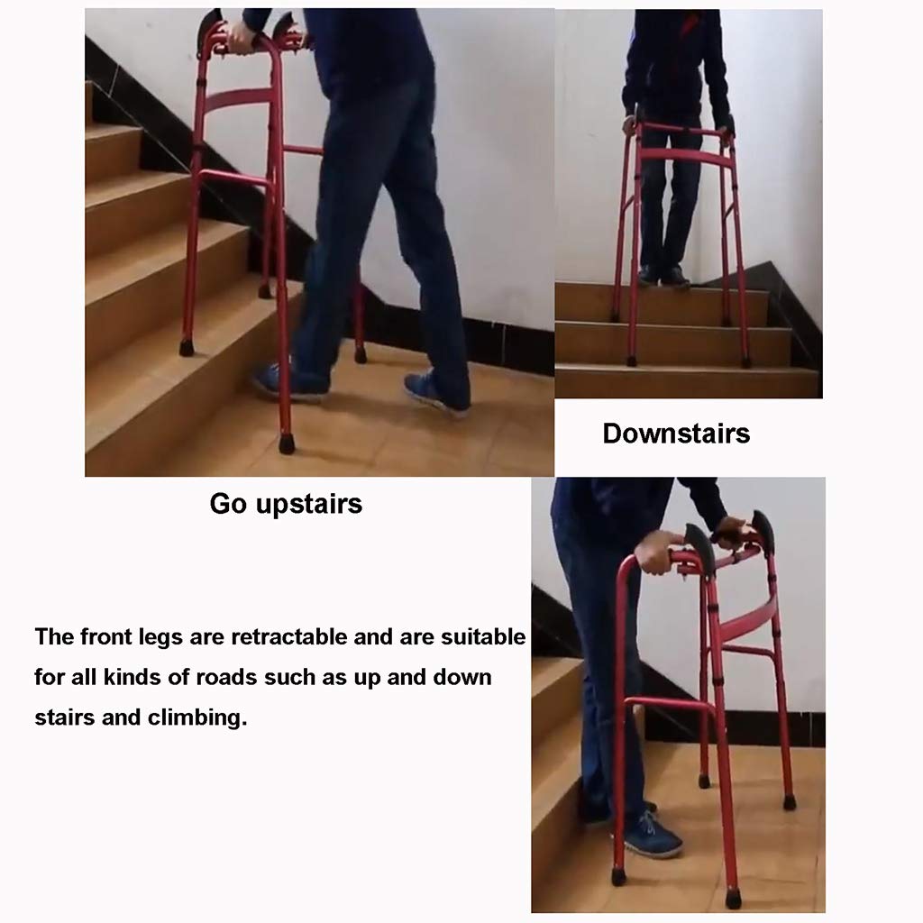 Lightweight Aluminum Folding Walking Frame - Mobility Aid Walker for Elderly with Stair Climbing Assist | Portable Stair Ramp Support for Seniors | Ideal for Indoor/Outdoor Use, Travel & Daily Mobility Assistance