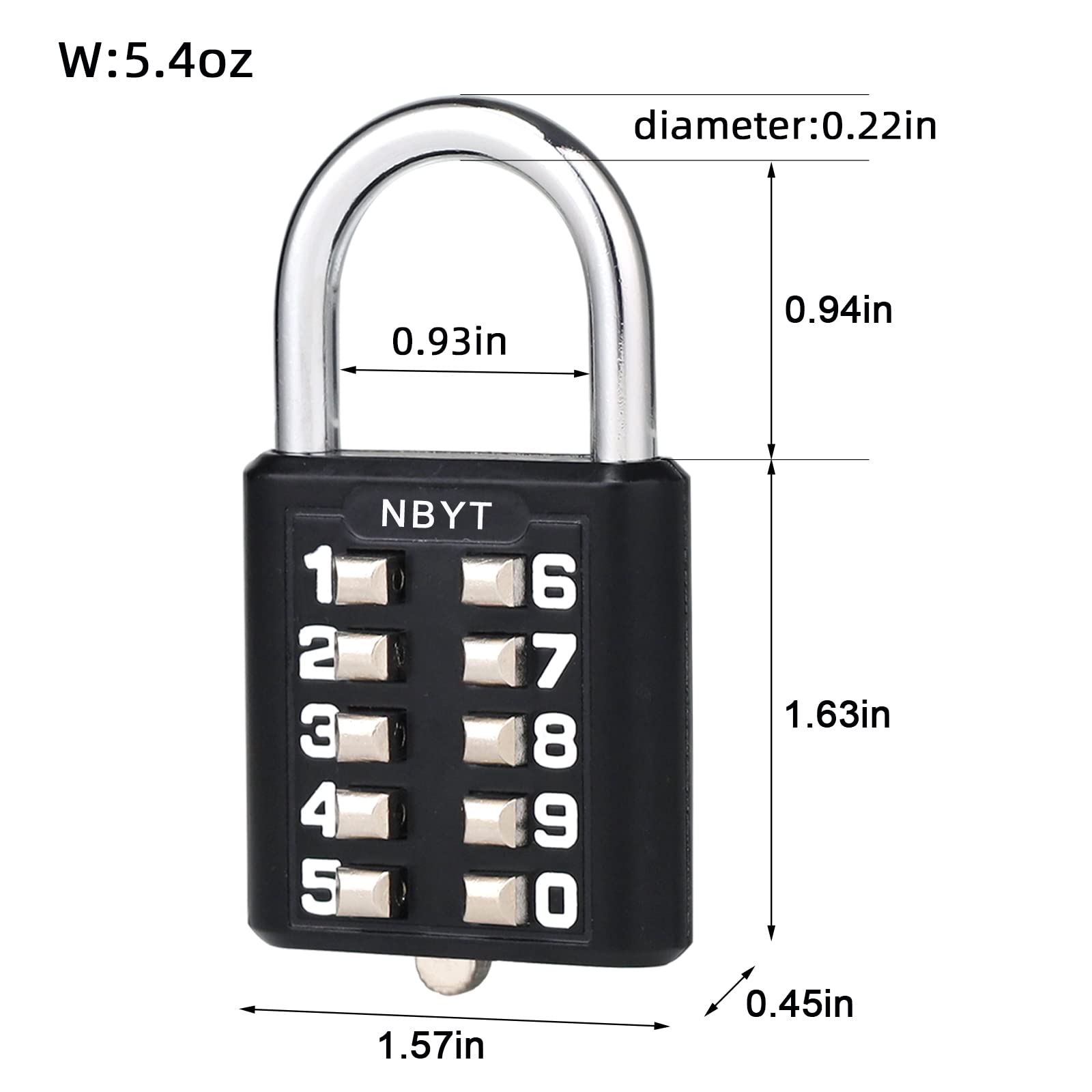 5 Digit Combination Padlock - Secure Button Digital Lock for Gym Lockers, Toolboxes, Cabinets & Fences | Ideal for Sports Locker Rooms, Storage Boxes & Outdoor Security