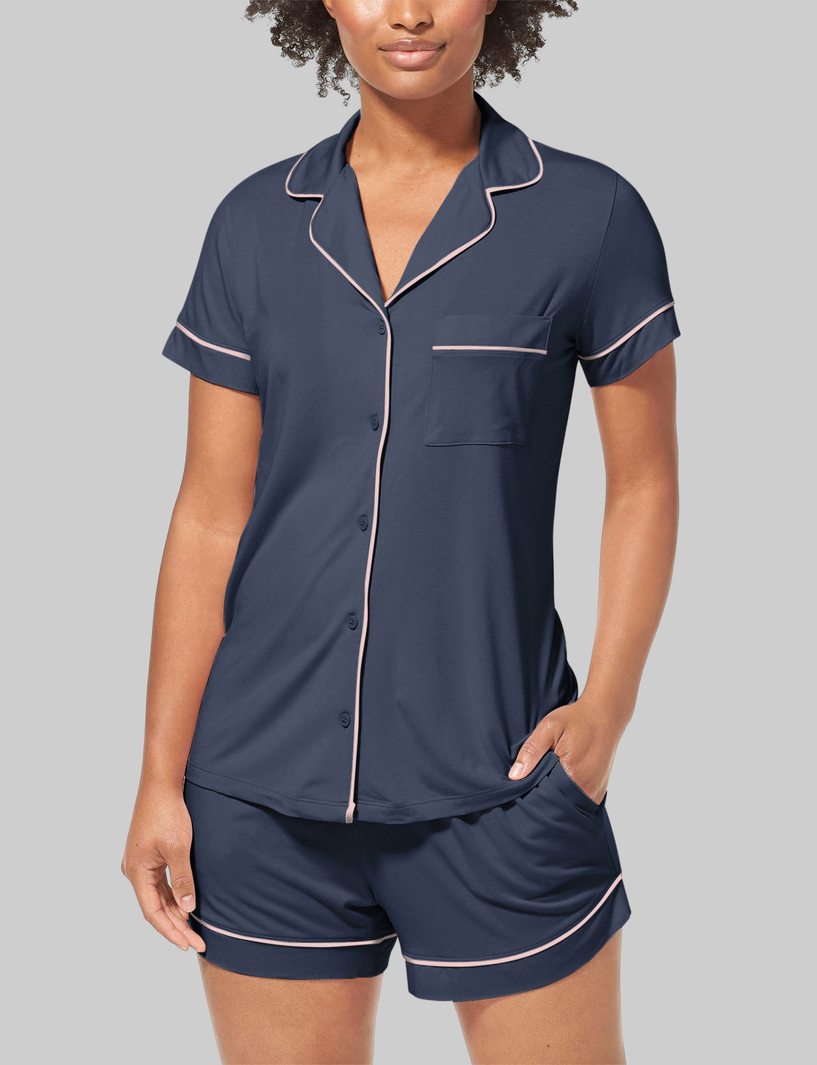 Women's Soft Cotton Short Sleeve Pajama Top - Comfy Sleepwear for Lounge & Nighttime Relaxation at Home