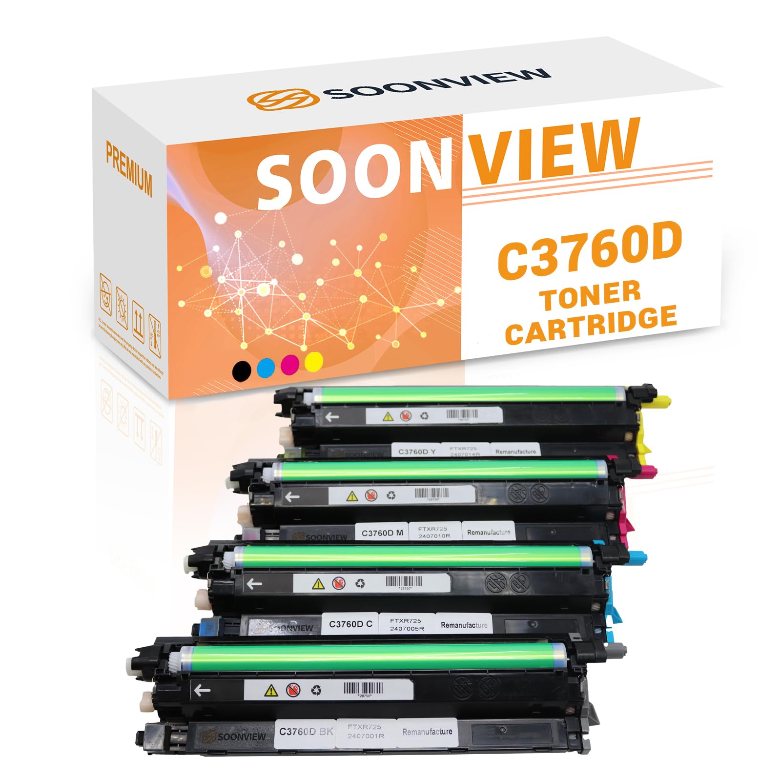 SOONVIEW Remanufactured 593-BBEJ TWR5P Drum Unit Replacement for Dell C3760 C3760n C3760dn C2660 C2660dn C2665 C2665dnf C3765 C3765dnf S3840 S3840c - Compatible with Dell Laser Printers for Office & Home Use