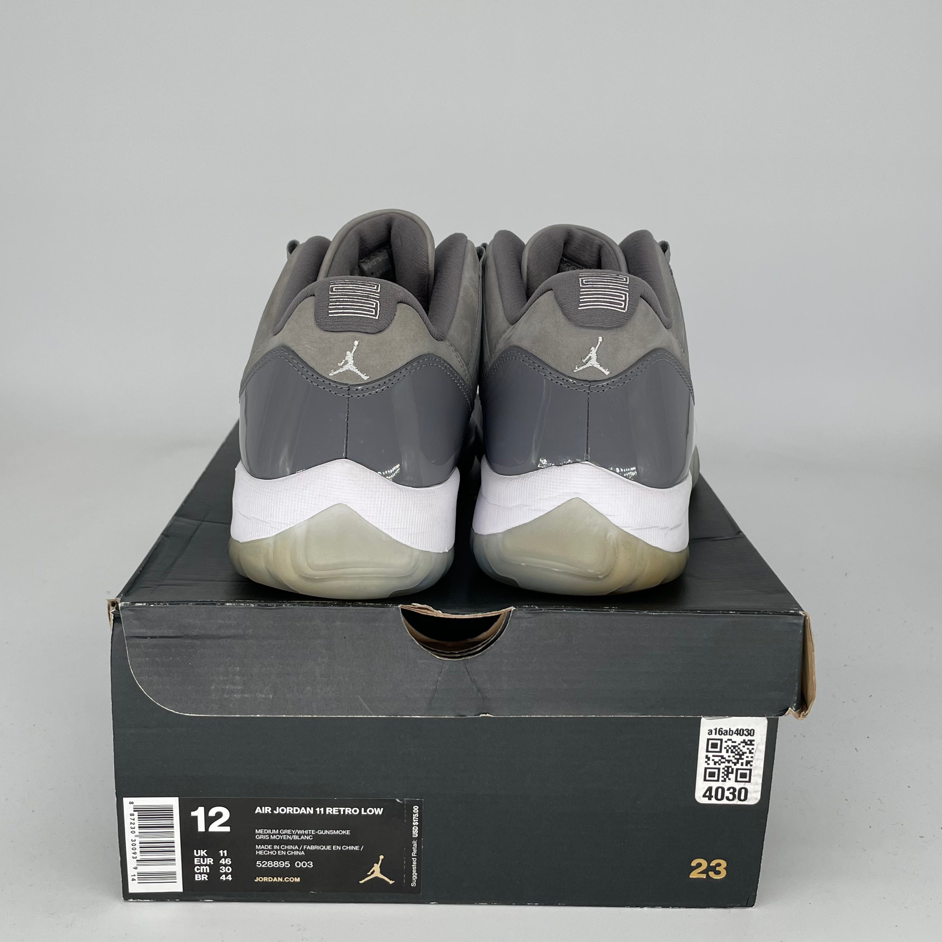 AIR JORDAN 11 LOW COOL GREY Men's Basketball Shoes - Size 12 (528895-003) | Retro Sneakers for Casual Wear & Sports Performance