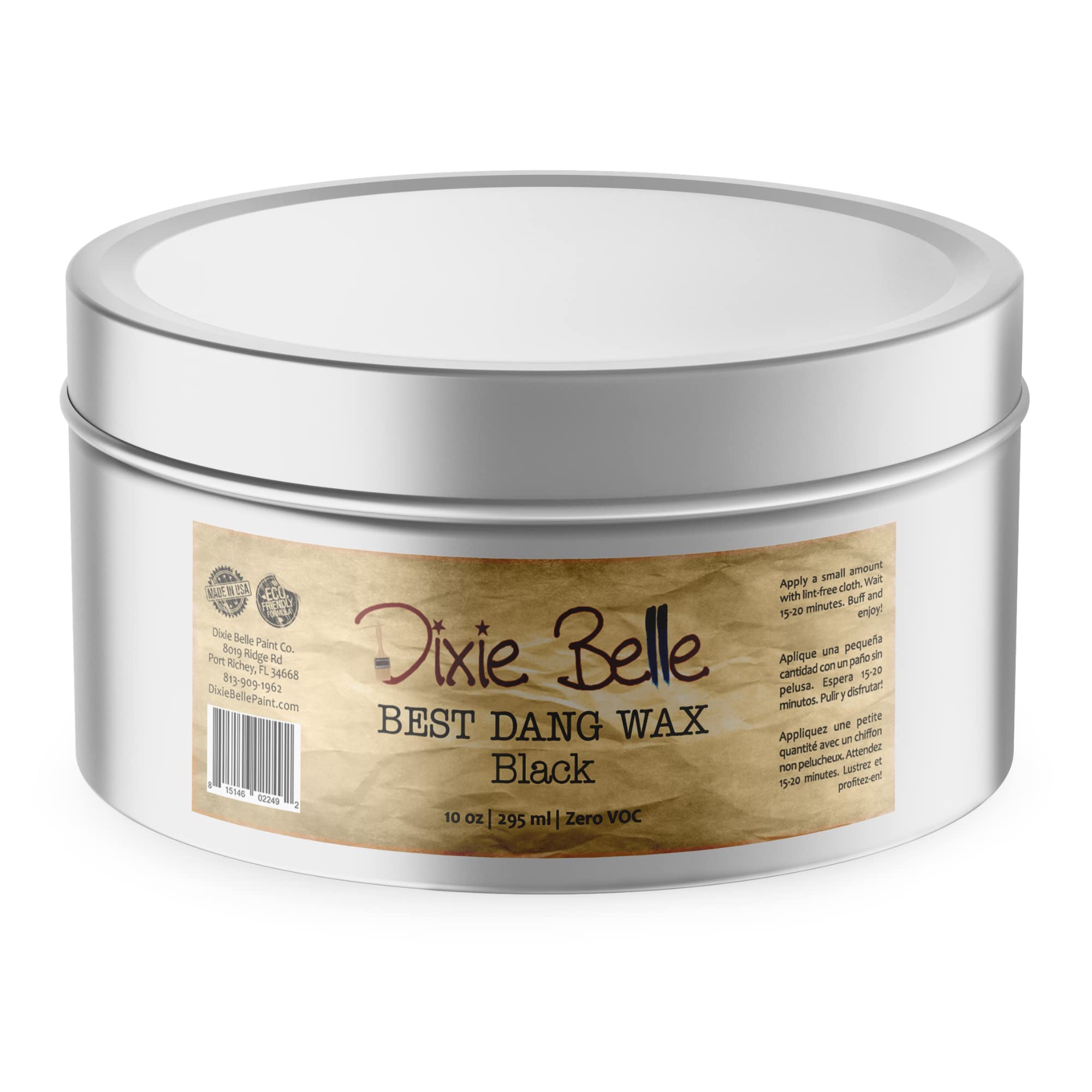 Dixie Belle Paint Company Best Dang Furniture Wax - 10oz Black | DIY Furniture Finishing & Protection Wax for Chalk Paint | Antique Restoration Wax | Made in USA | Perfect for Refinishing Tables, Cabinets & Vintage Furniture