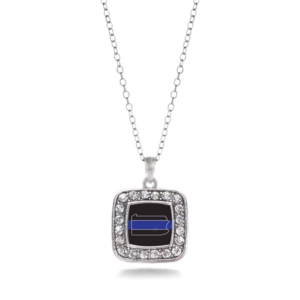 Inspired Silver - 18 Inch Sterling Silver Square Charm Necklace with Cubic Zirconia, Elegant Jewelry Gift for Women, Perfect for Parties, Weddings & Everyday Wear