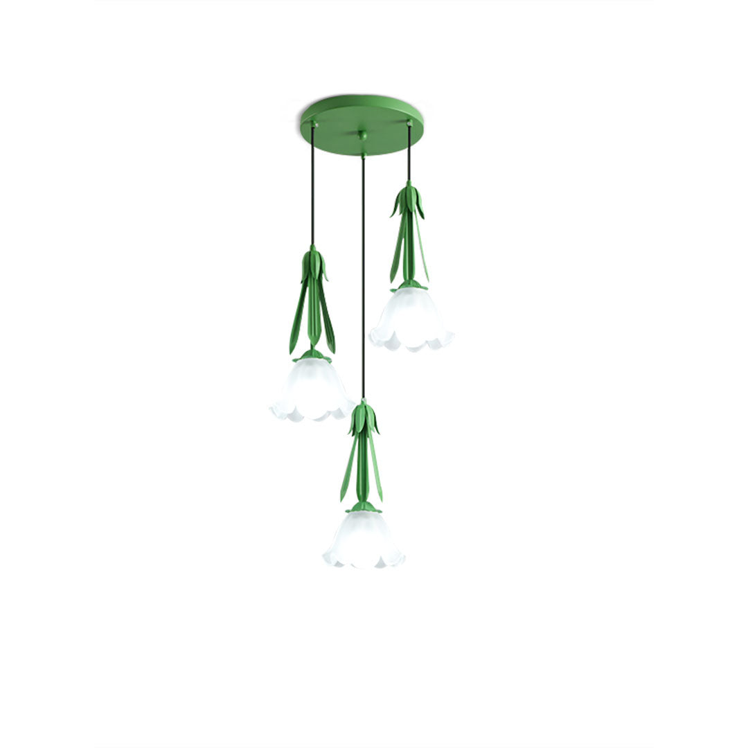 Lily of the Valley Pendant Lamp - Elegant Floral Glass Ceiling Light Fixture for Dining Room, Bedroom & Living Room Decor