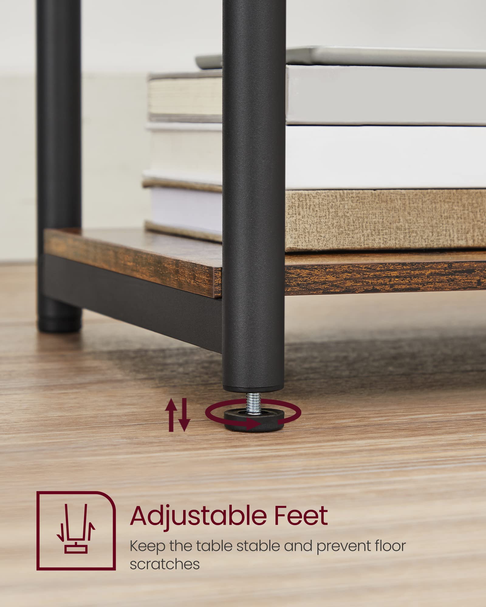 VASAGLE 2-Piece Side Table Set, Small End Table & Nightstand for Living Room, Bedroom, Office, Bathroom - Rustic Brown & Black ULET272B01 | Perfect for Coffee Table, Sofa Side Table, Bedside Nightstand & Bathroom Storage