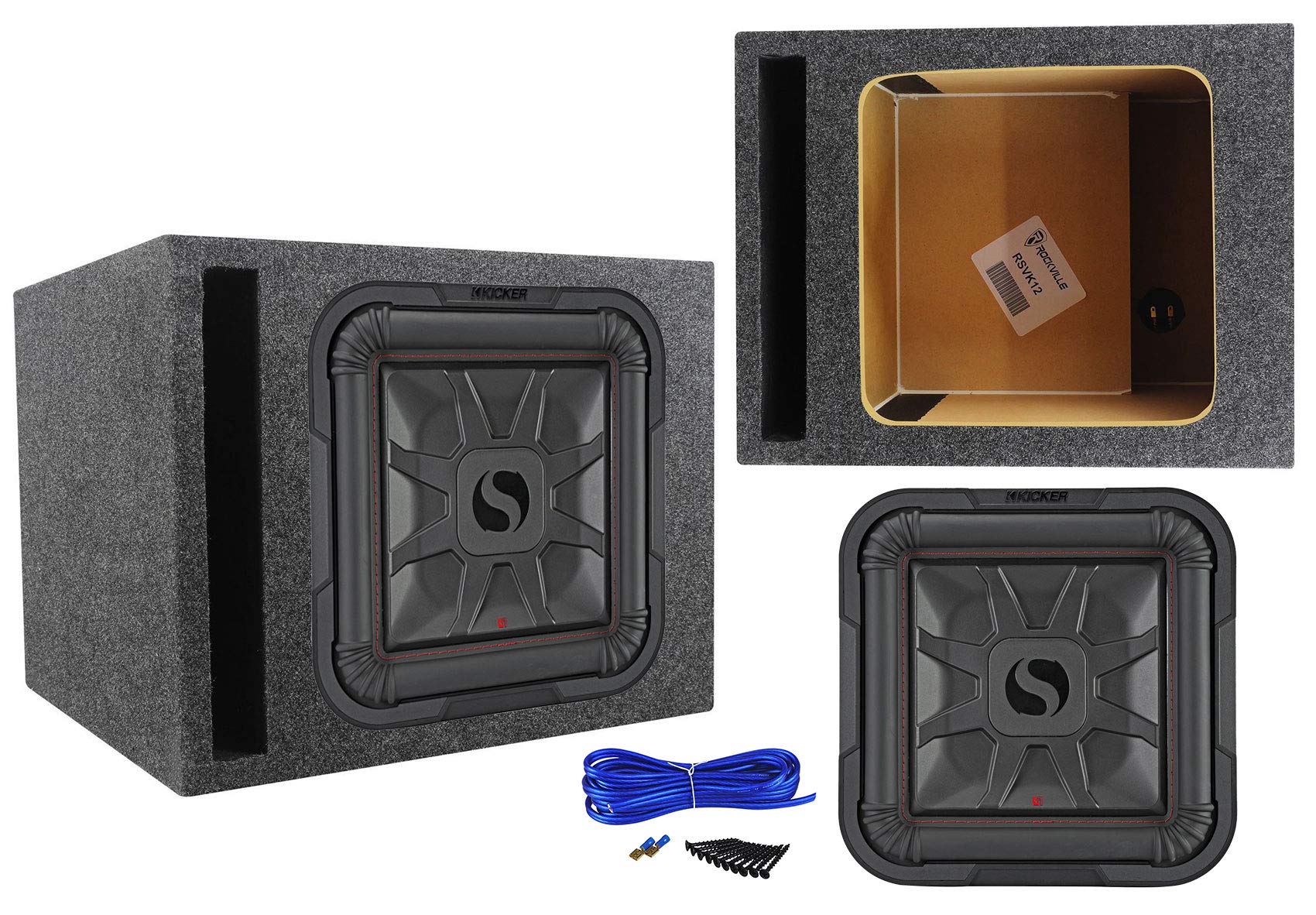 Kicker 46L7T122 12-Inch 1200 Watt L7T Solo-Baric Subwoofer with Vented Enclosure - Powerful Bass for Car Audio & Home Theater Systems