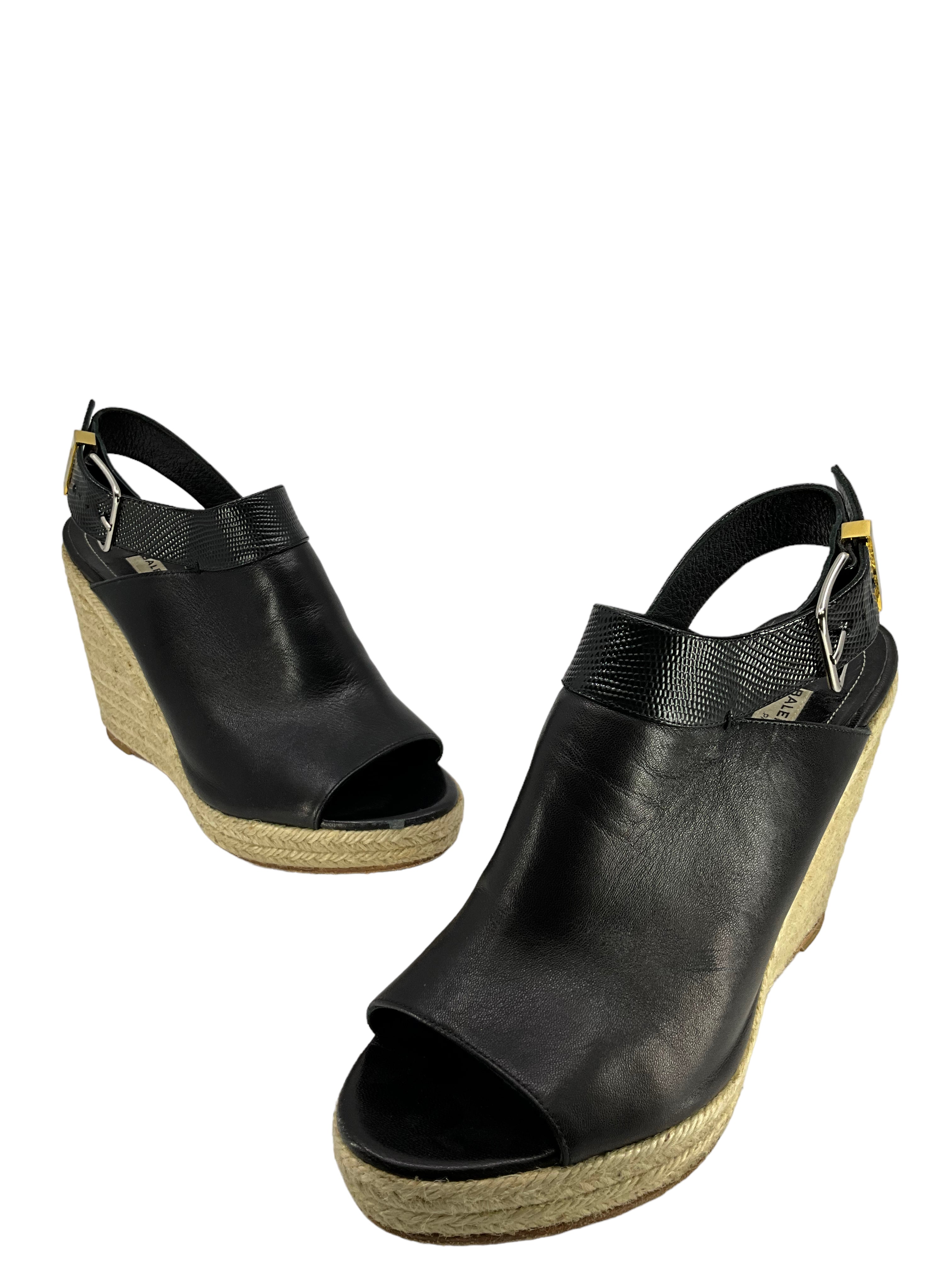 Balenciaga Open Toe Leather Wedge Sandals Women's Size 9 | Comfortable High Heel Shoes for Party, Wedding & Summer Outfits