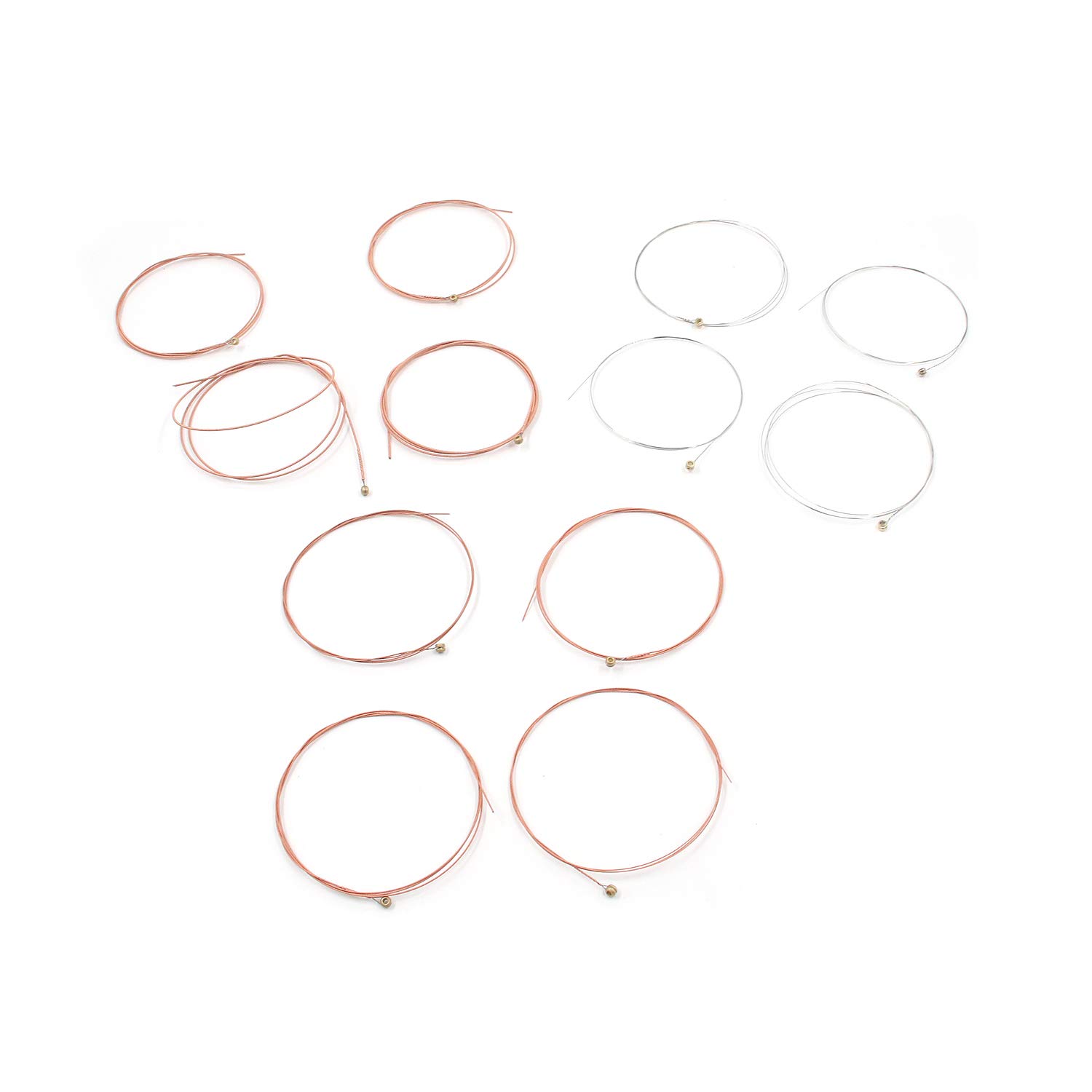 **Geesatis 2 Sets of 6 Acoustic Guitar Strings - Steel Replacement Strings (E-1st, B-2nd, G-3rd, D-4th, A-5th, E-6th) - Rose Red & Silver for Clear, Bright Tone - Perfect for Beginners & Professionals, Live Performances & Studio Recording**