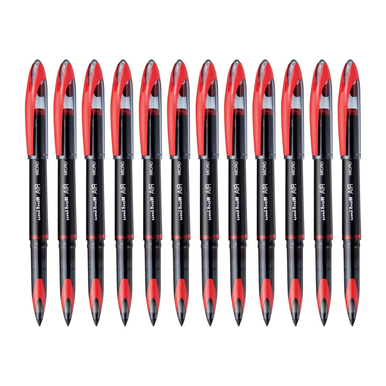 Uniball Air 12 Pack Red 0.7mm Medium Rollerball Pens - Smooth Writing Gel Pens for Office, School & Art Projects - Colored Pens Set with Fine Point for Note Taking, Journaling & Creative Work