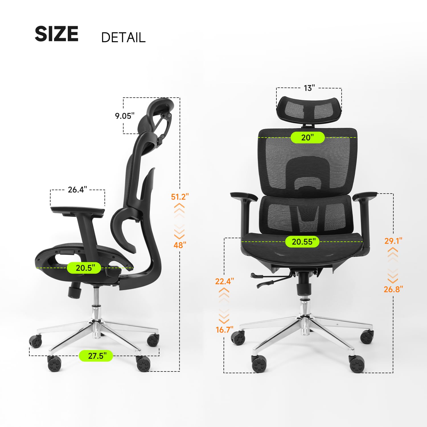Premium Ergonomic Office Chair for Big & Tall - Heavy Duty 400Lbs Capacity, Adjustable High Back Computer Desk Chair for Gaming & Work - Ideal for Large Professionals & Long Hours Sitting (6'5