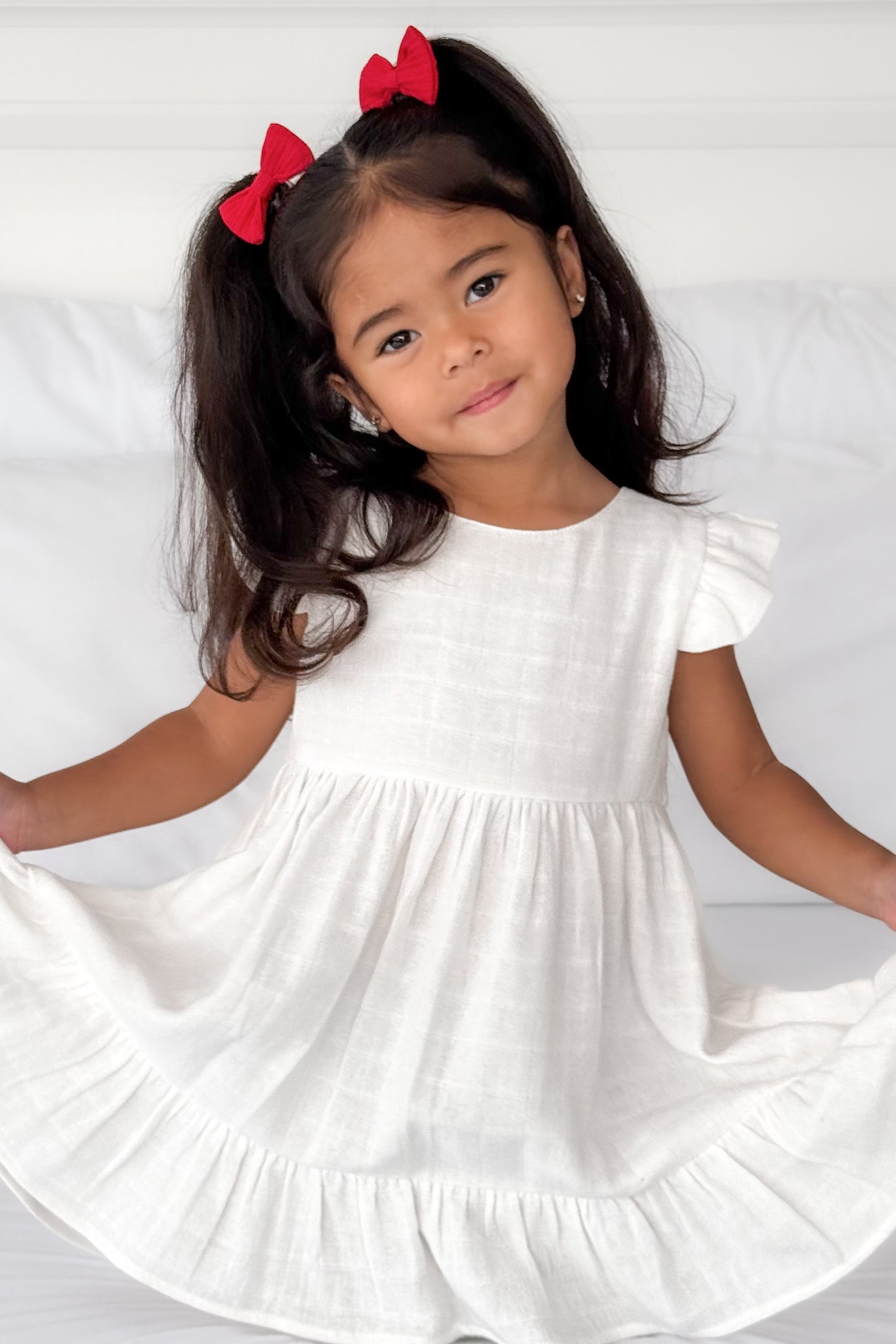 Muslin Summer Ruffle Dress for Baby Girls - Soft Coconut Color - Perfect for Beach Outings, Family Photos & Special Occasions