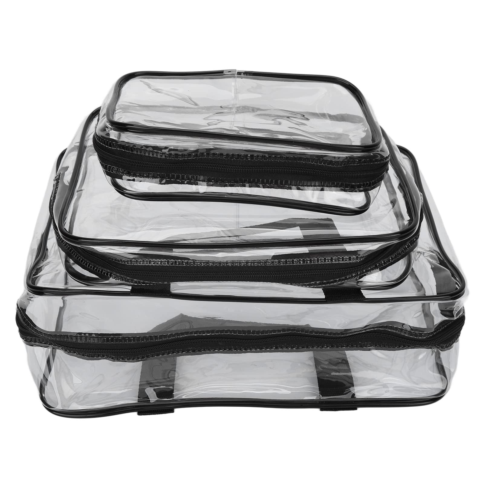 3-Piece Clear Toiletry Bag Set - Waterproof & Leakproof Travel Organizer with Multiple Compartments | PVC Makeup Pouch for Cosmetics, Toiletries, Pencils & Accessories | Perfect for Travel, Gym, Camping & Daily Organization