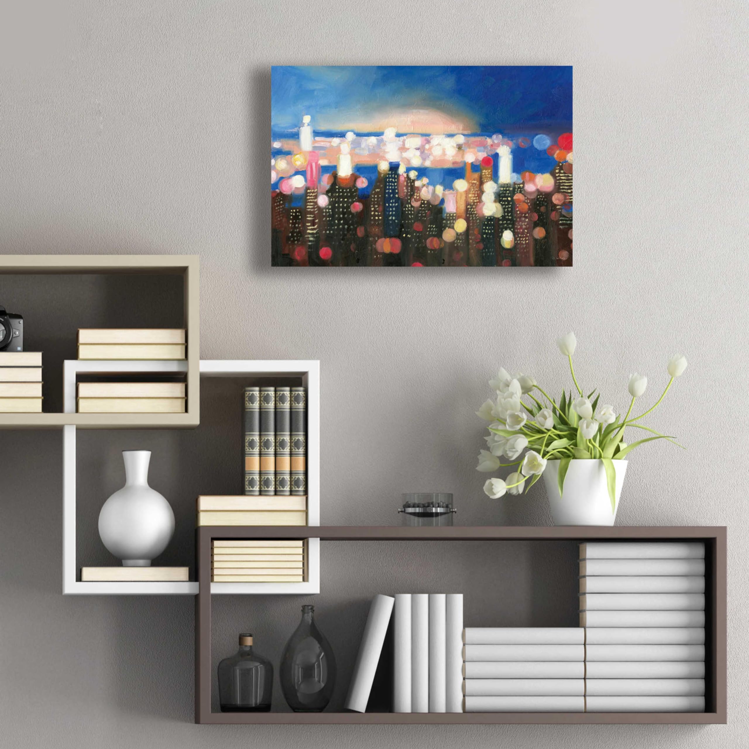 Epic Art 'City Lights' by James Wiens - Premium Acrylic Glass Wall Art Painting 24x16 Inches - Modern Home & Office Decor for Living Room, Bedroom, Dining Area
