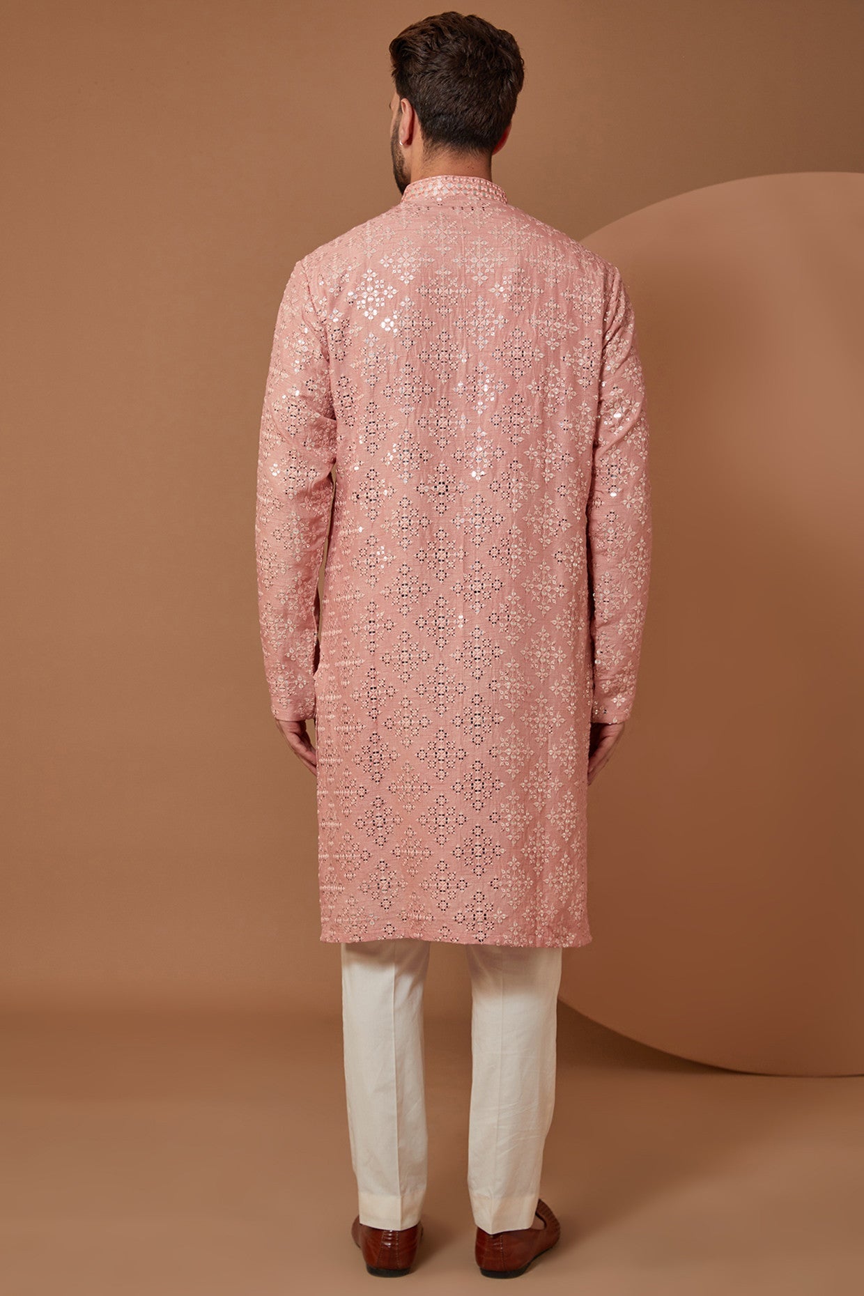 Stylish Peach Mirrorwork Kurta for Women | Traditional Indian Embroidered Tunic Top | Perfect for Festivals, Weddings & Casual Wear