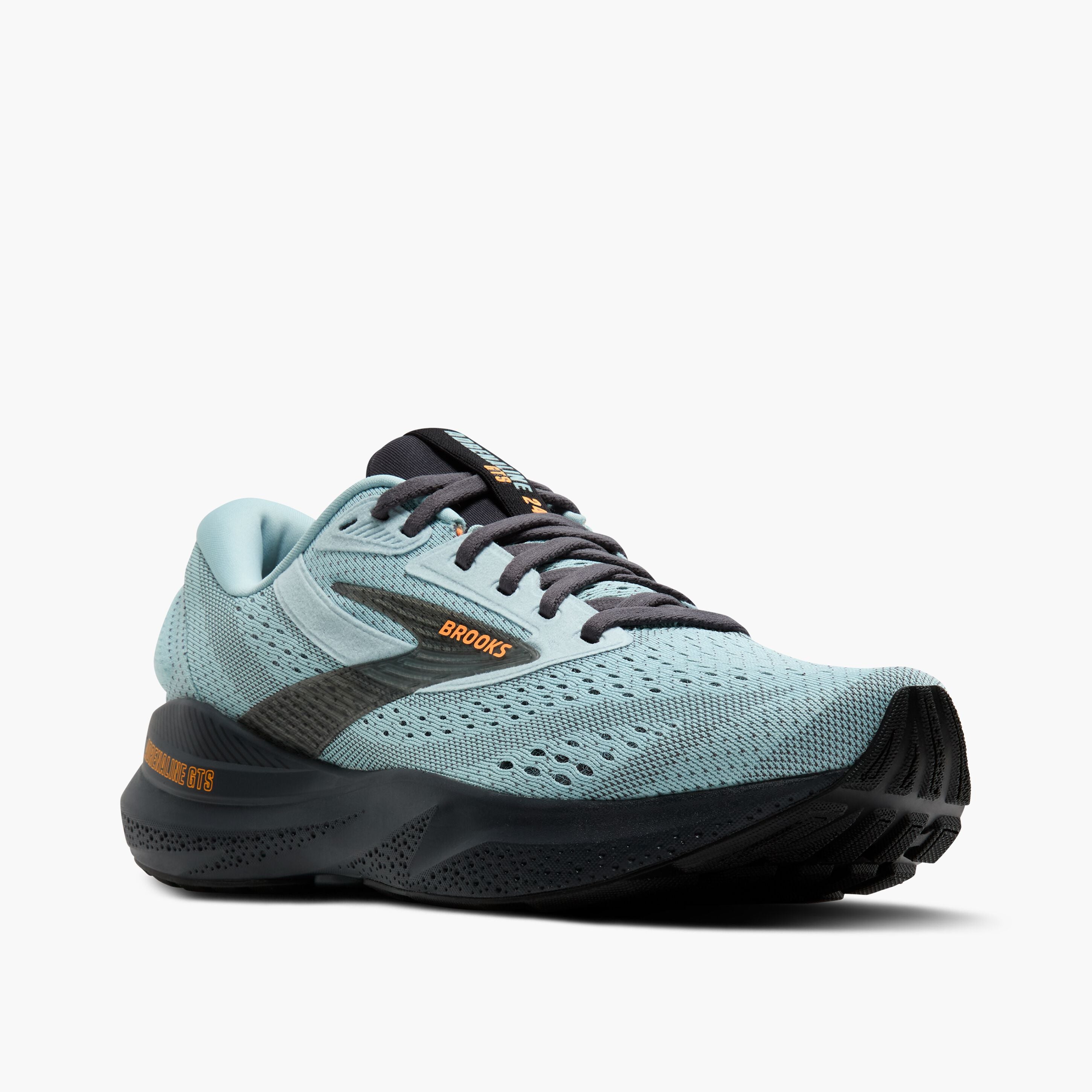 Brooks Men's Adrenaline GTS 24 Running Shoes - Winter Sky/Ebony/Orange - Supportive Cushioning for Road Running & Jogging