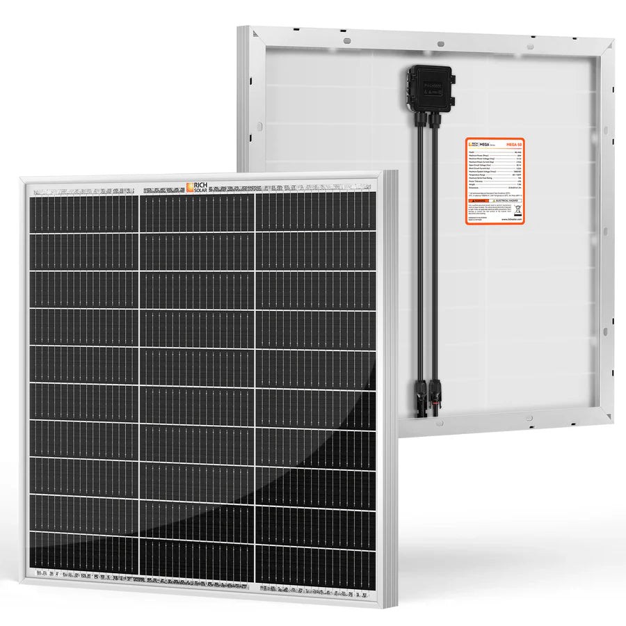 Rich Solar MEGA 50 Watt Solar Panel - High Efficiency Portable Solar Charger for Camping, RV, Boating & Off-Grid Power