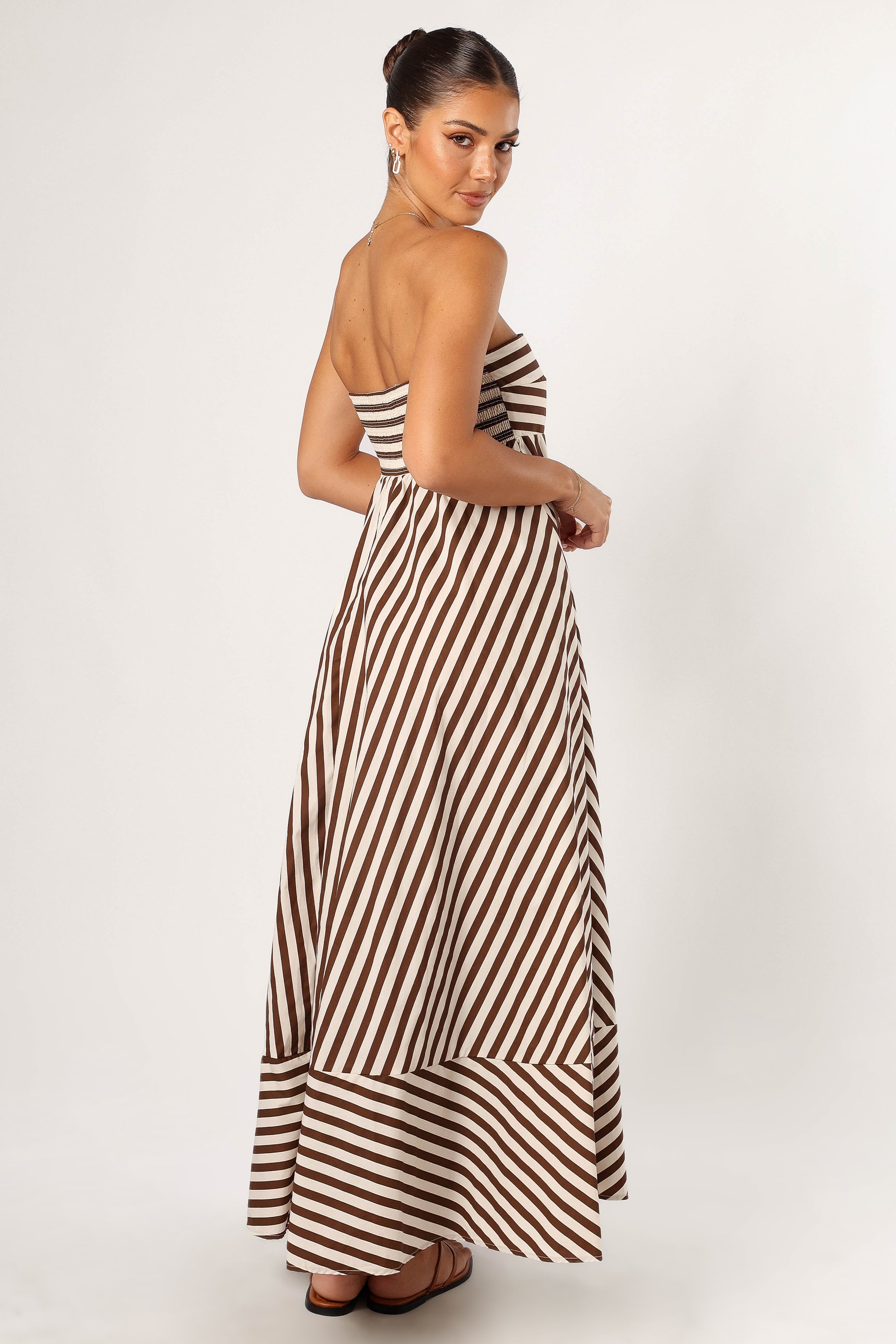 Bowie Strapless Maxi Dress in Chocolate - Elegant Formal Gown for Weddings, Prom & Evening Events