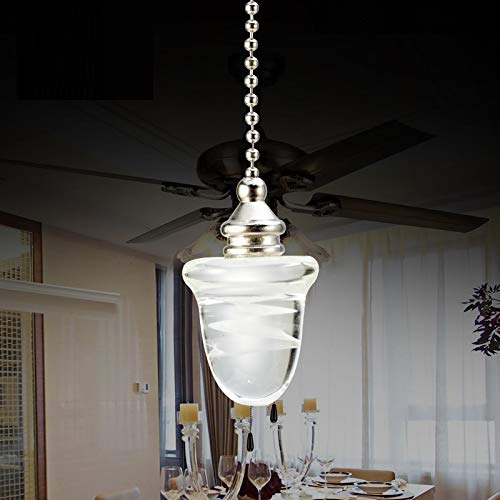 12 Inch Brushed Nickel Acorn Glass Pendant Ceiling Fan Pull Chain - Decorative Silver Tone Light Fixture Accessory for Home, Bedroom & Living Room (1 Pack)