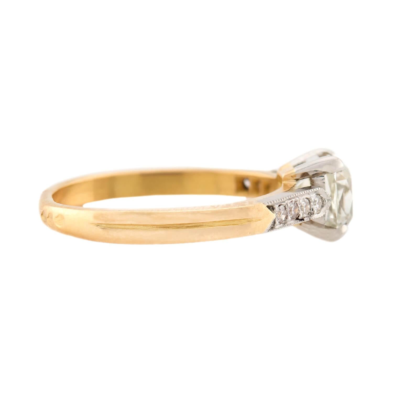 14K/Platinum Edwardian Peruzzi Cut Diamond Ring - 1.10ct Vintage Engagement Ring for Women, Perfect for Weddings, Anniversaries & Special Occasions