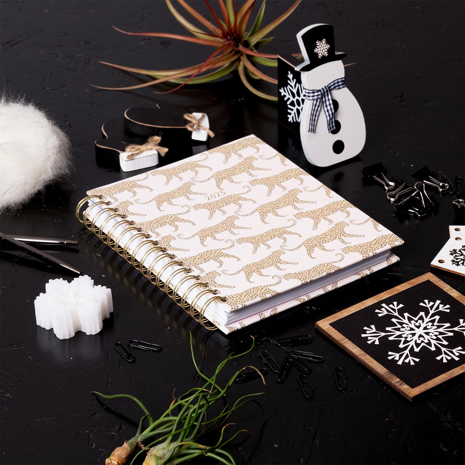 2025 Eccolo Spiral Planner - Cheetah Print Weekly & Monthly Agenda with Sticker Sheets & Motivational Quotes - 7.75