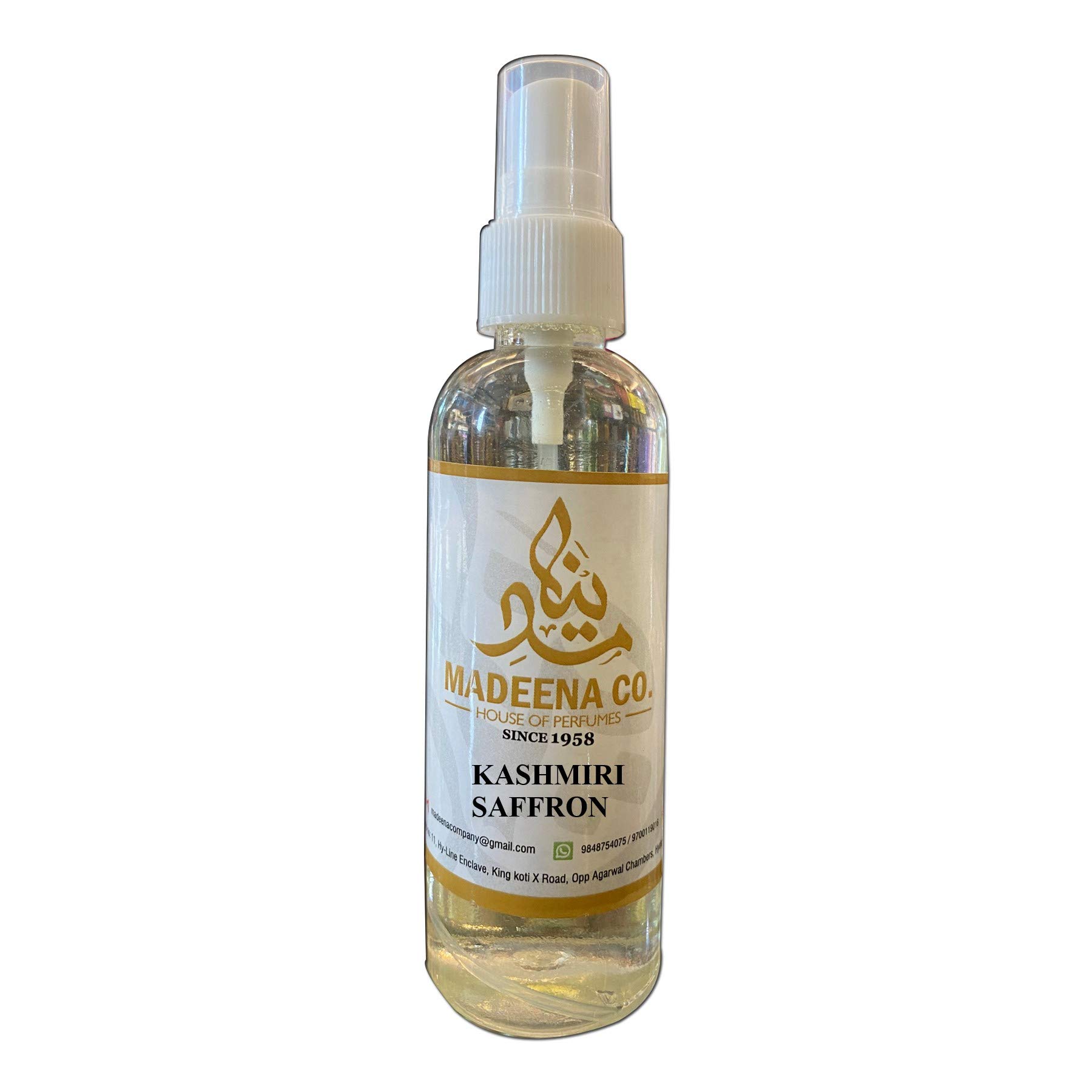 Premium MADEENA CO. Kashmiri Saffron Perfume for Men & Women - 100ml Long-Lasting Fragrance (24 Hours) - Travel-Friendly Luxury Scent for Daily Wear, Special Occasions & Gifts