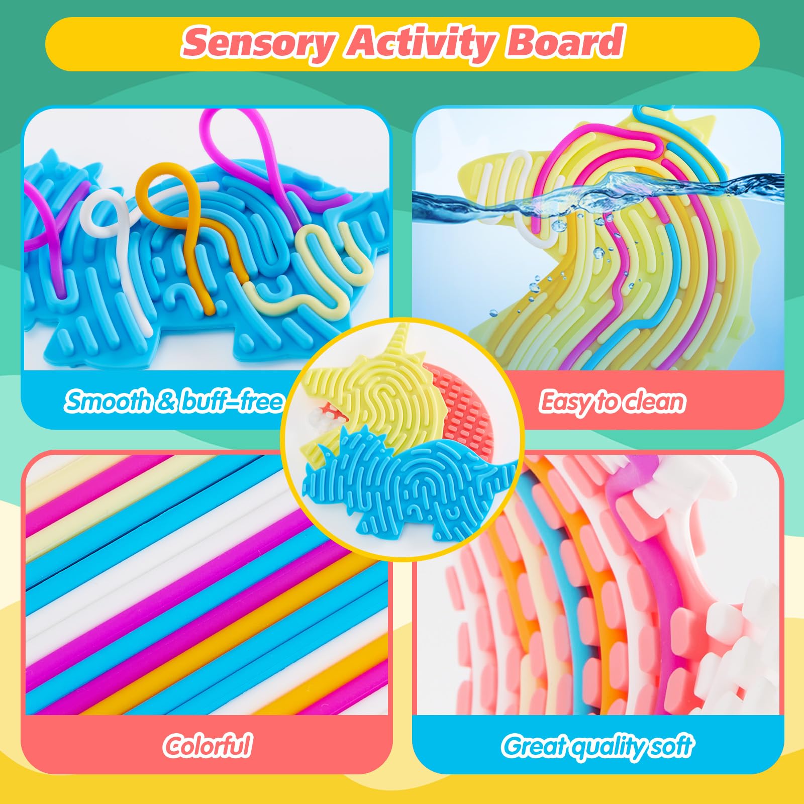Dinosaur Sensory Activity Board - Double Sided Fidget Toy for Kids & Adults | Fine Motor Skills Busy Board | Stress Relief & Calming Toy for ADHD, Autism & Focus | Perfect for Home, Classroom & Therapy Use