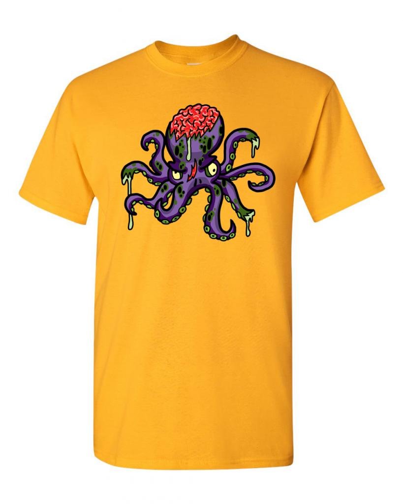 Zombie Octopus Undead Animals Graphic T-Shirt for Adults - Cool Horror & Halloween Costume Tee for Cosplay, Parties & Gifts