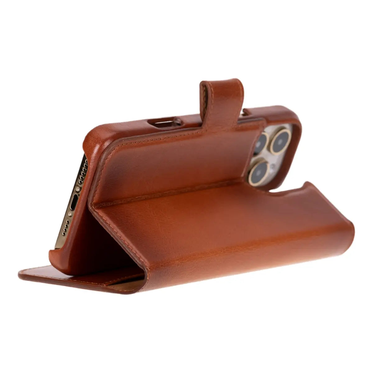 Premium Burnished Tan Leather iPhone 17 Pro Wallet Case - Slim Protective Cover with Card Slots | Perfect for Business Professionals & Everyday Use