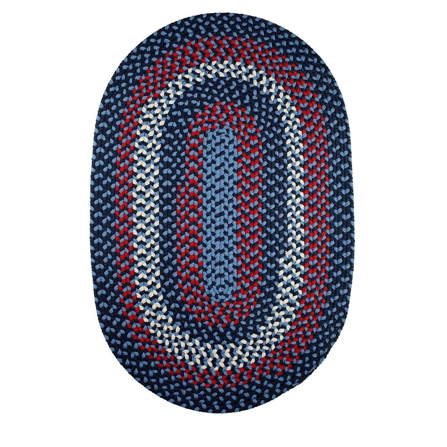 Rhody Rug Mission Hill Indoor/Outdoor Braided Area Rug - 4' Round Reversible High Traffic Rug in Black - Perfect for Living Room, Patio & High Traffic Areas