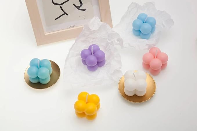 Premium Silicone Candle Molds Set of 4 - 2 Cavity Small & Large Bubble Cube Molds for DIY Candle Making, Baking, Chocolate, Soap & Resin Crafts - Perfect for Home Decor, Wedding Favors, Spa Gifts & Relaxation Therapy