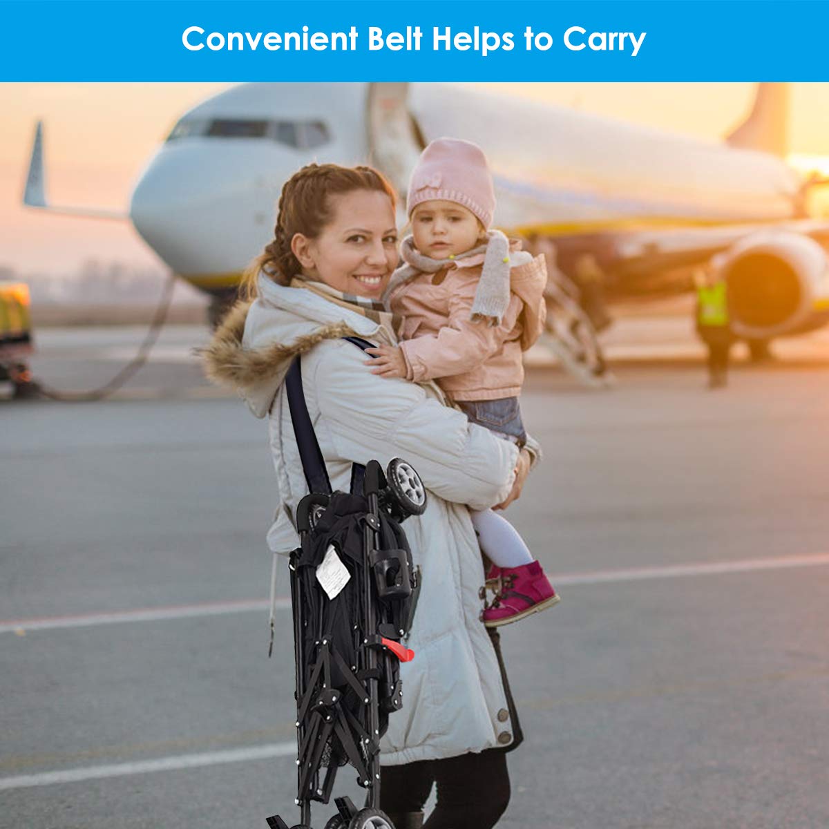 BABY JOY Lightweight Compact Travel Stroller with Adjustable Backrest & Canopy - Easy Fold Umbrella Stroller for Toddlers - Perfect for Air Travel, Shopping, and Daily Walks