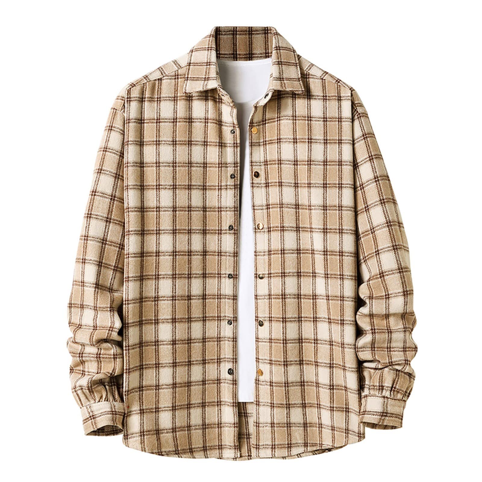 Unisex Long Sleeve Flannel Shirt - Casual Button Up Plaid Corduroy Oversized Shirt for Men & Women | Perfect for Fall Layering, Outdoor Adventures and Cozy Loungewear