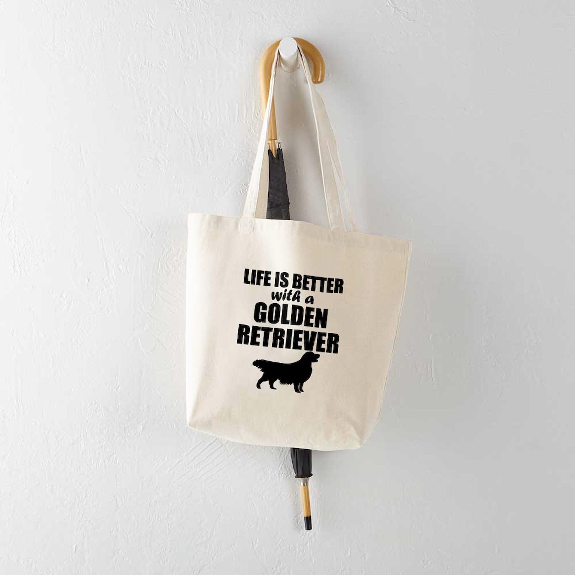 Life Is Better With A Golden Retriever - Natural Canvas Tote Bag | Reusable Shopping & Grocery Bag for Dog Lovers | Perfect for Beach, Picnics & Daily Errands