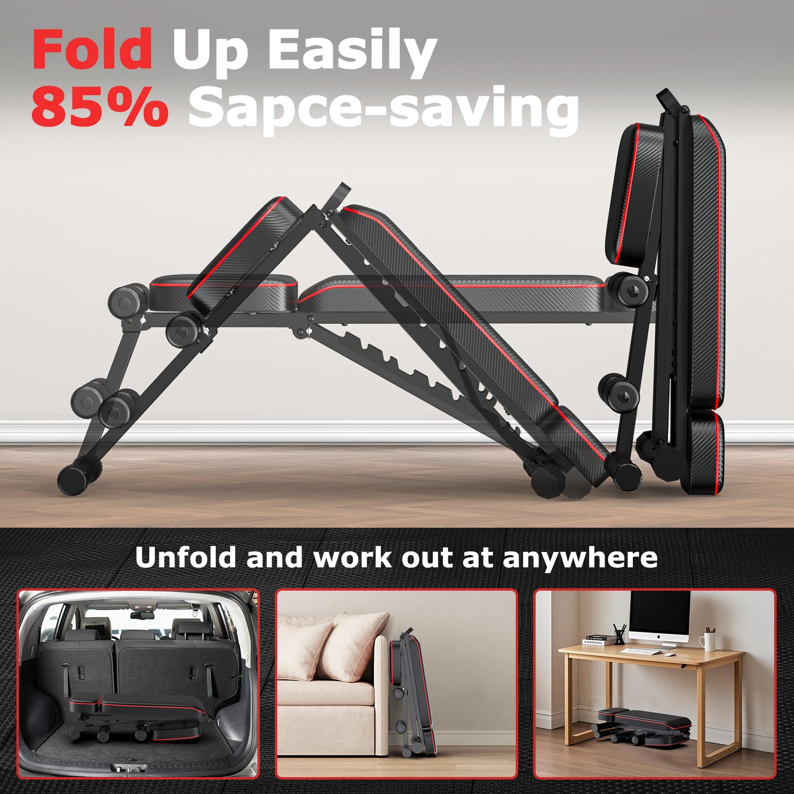Adjustable Weight Bench with Leg Extension & Preacher Pad - 800lbs Capacity Home Gym Equipment for Strength Training | Flat, Incline & Decline Bench Press, Leg Curl Exercises | Perfect for Home Workouts & Small Space Fitness Studios