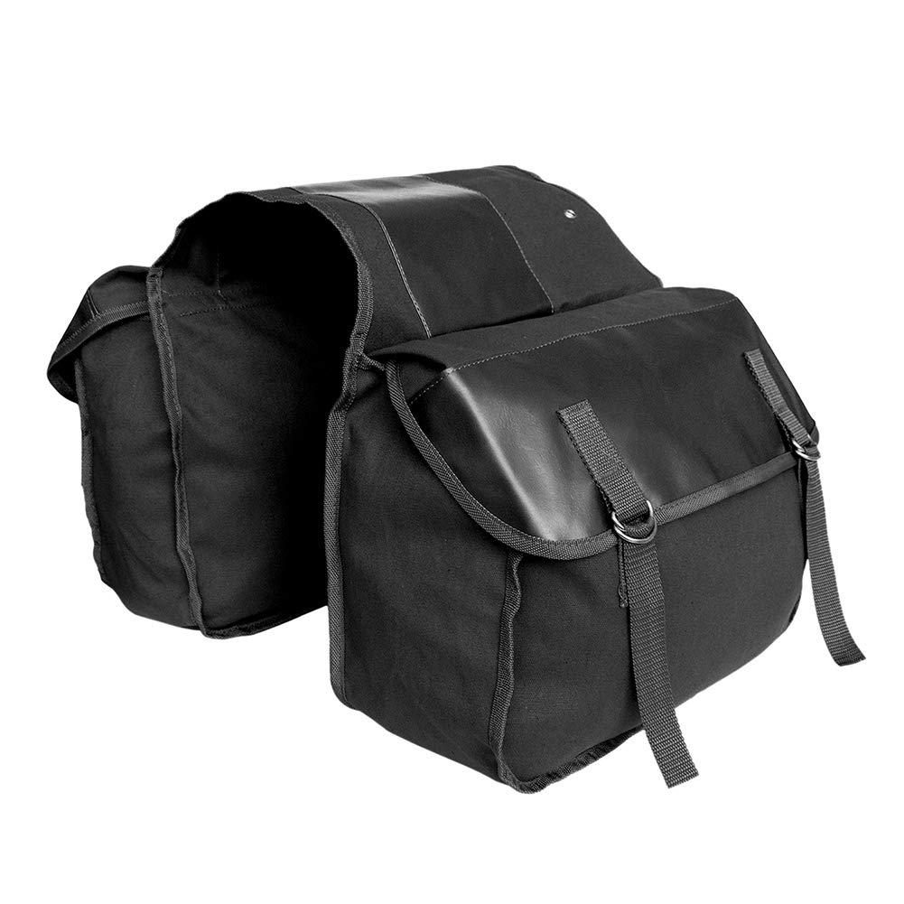 BARMI Portable Canvas Motorcycle Saddlebag - Dual-Sided Rear Seat Storage Luggage Bag for Cruiser & Touring Bikes - Waterproof Bike Accessories for Travel & Commuting