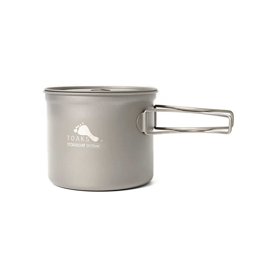TOAKS Titanium 900ml Pot with 115mm Diameter - Ultralight Titanium Camping Cookware for Backpacking, Hiking & Outdoor Adventures - Compact Cooking Pot for Camping, Backpacking & Survival Gear